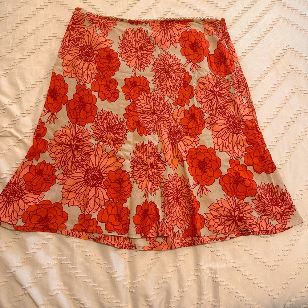 Coral flowered skirt
